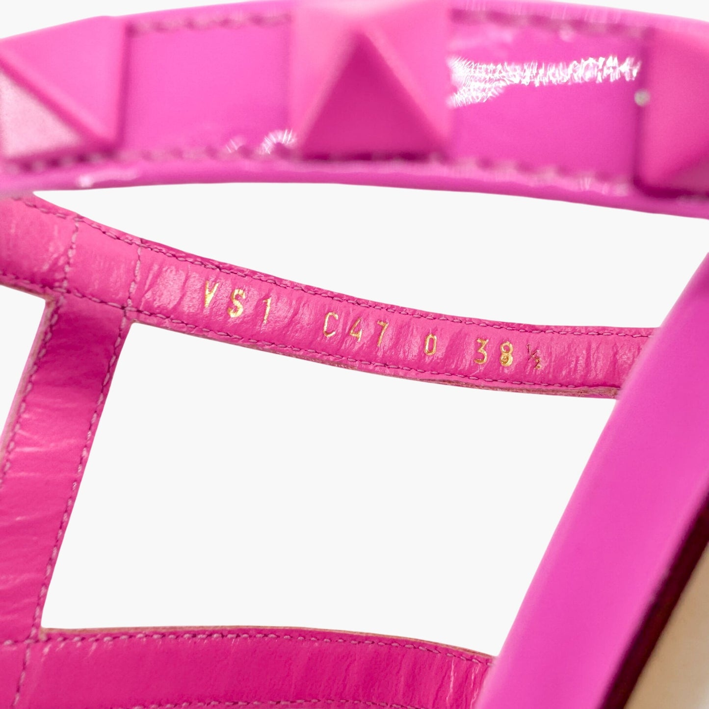 Valentino Garavani Rockstud 60mm Slide Mule Sandals in Pink Patent Leather Size 38.5
