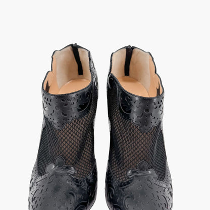 Christian Louboutin Mandolina 120 Laser Cut Booties in Black Leather – Size 37.5