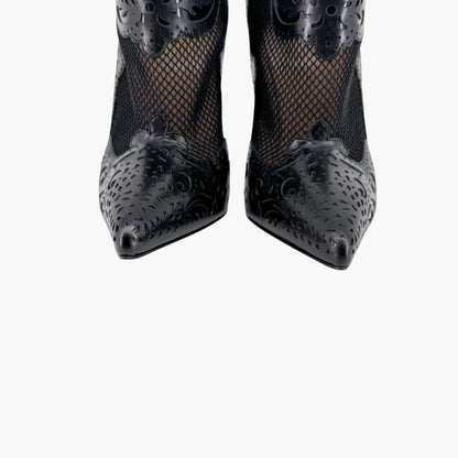 Christian Louboutin Mandolina 120 Laser Cut Booties in Black Leather – Size 37.5