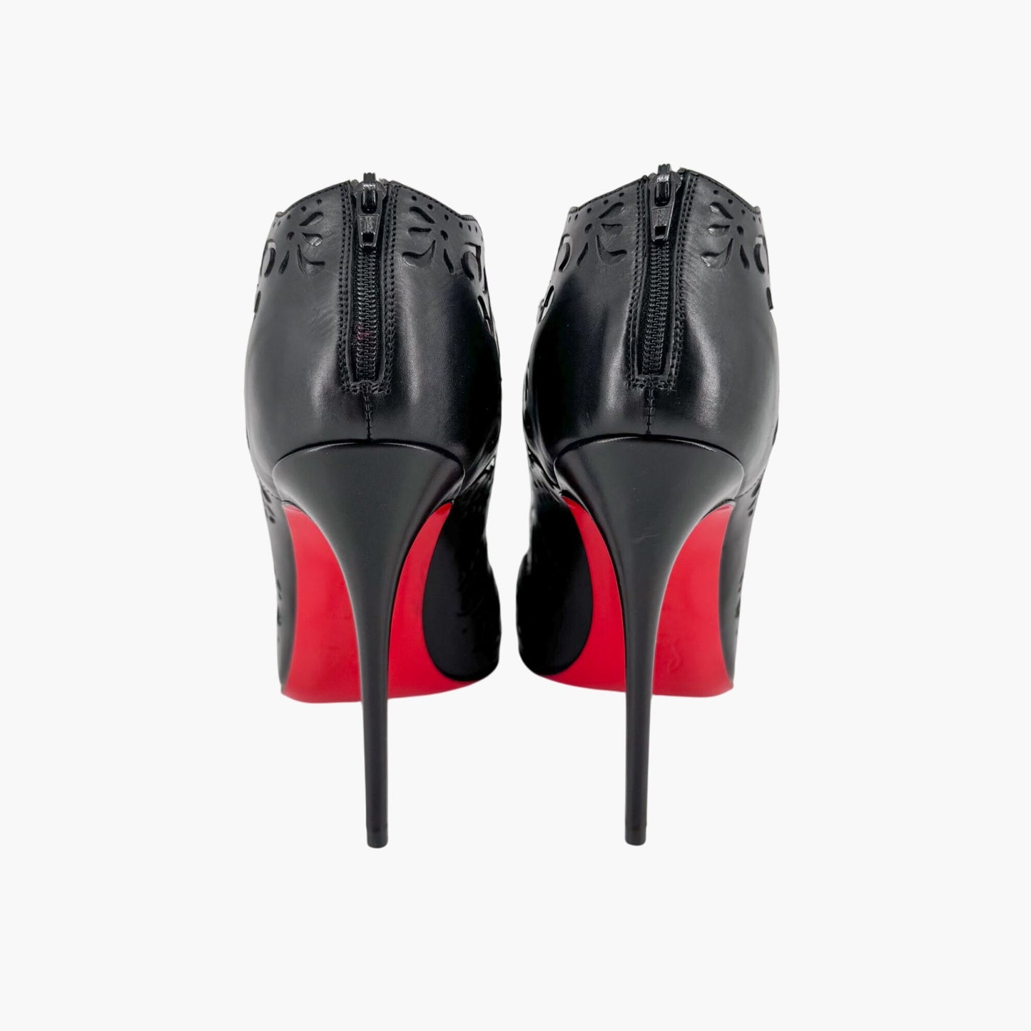 Christian Louboutin Mandolina 120 Laser Cut Booties in Black Leather – Size 37.5