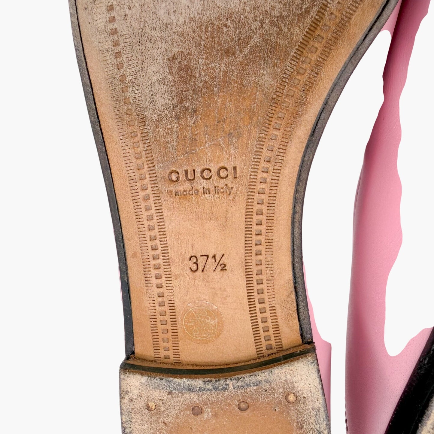 Gucci Mystic Cat Brixton Horsebit Loafers Pink Leather Size 37.5