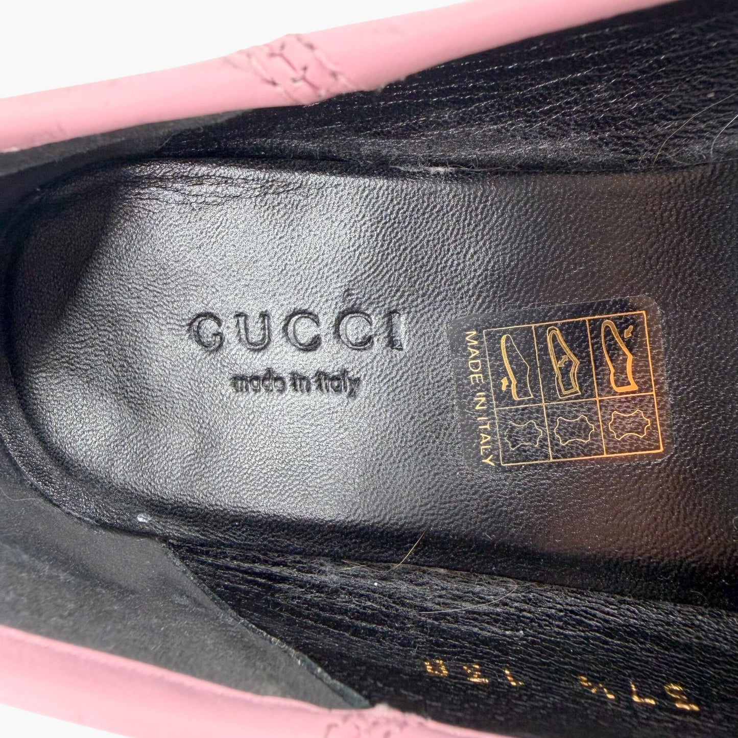 Gucci Mystic Cat Brixton Horsebit Loafers Pink Leather Size 37.5