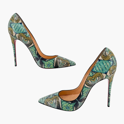 Christian Louboutin So Kate 120 Pumps in Blue Printed Python Inferno Size 39.5