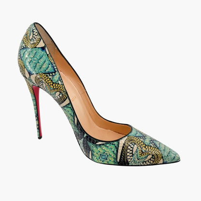 Christian Louboutin So Kate 120 Pumps in Blue Printed Python Inferno Size 39.5