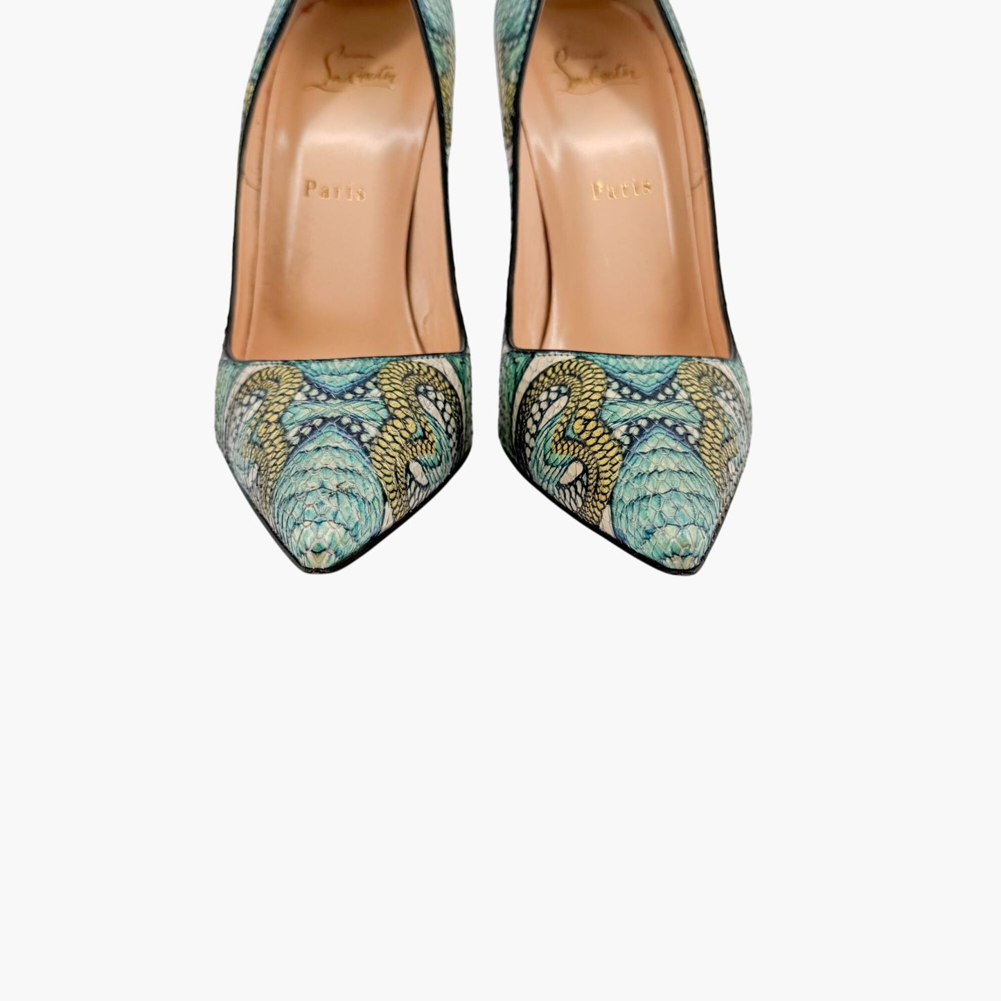 Christian Louboutin So Kate 120 Pumps in Blue Printed Python Inferno Size 39.5