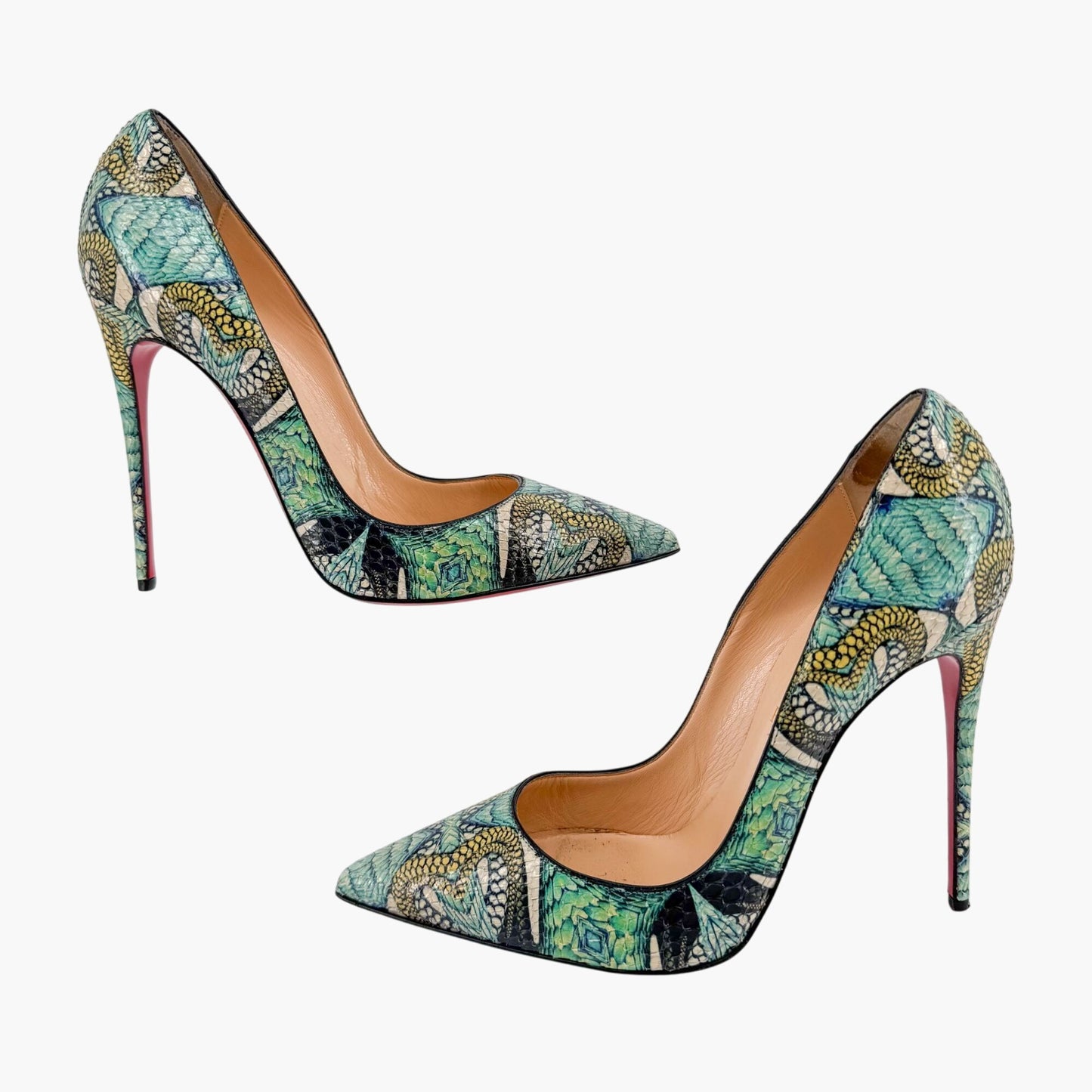 Christian Louboutin So Kate 120 Pumps in Blue Printed Python Inferno Size 39.5