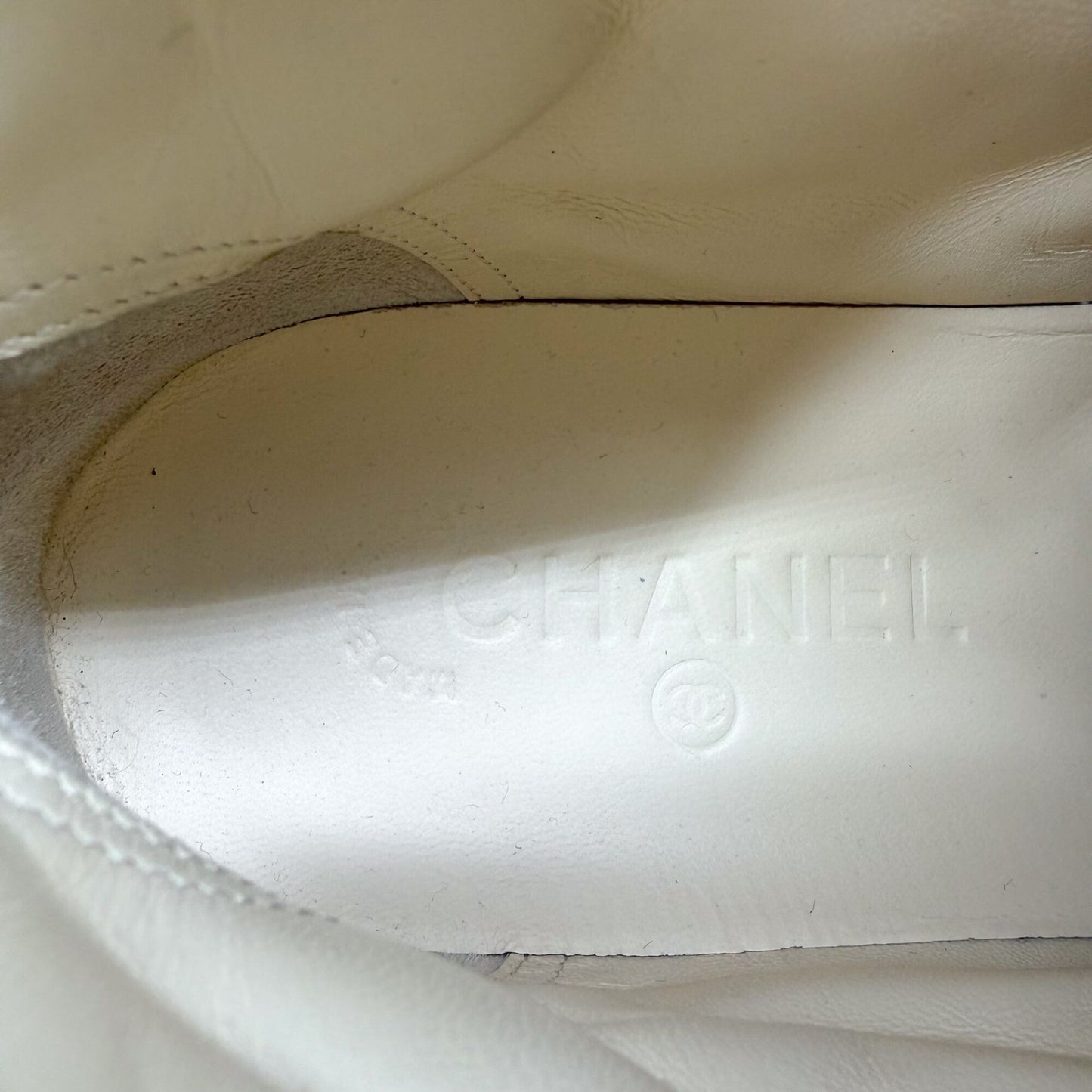 Chanel CC Pearl High Top Sneakers in Black Nylon & Suede Size 38