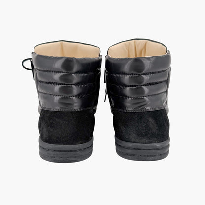 Chanel CC Pearl High Top Sneakers in Black Nylon & Suede Size 38