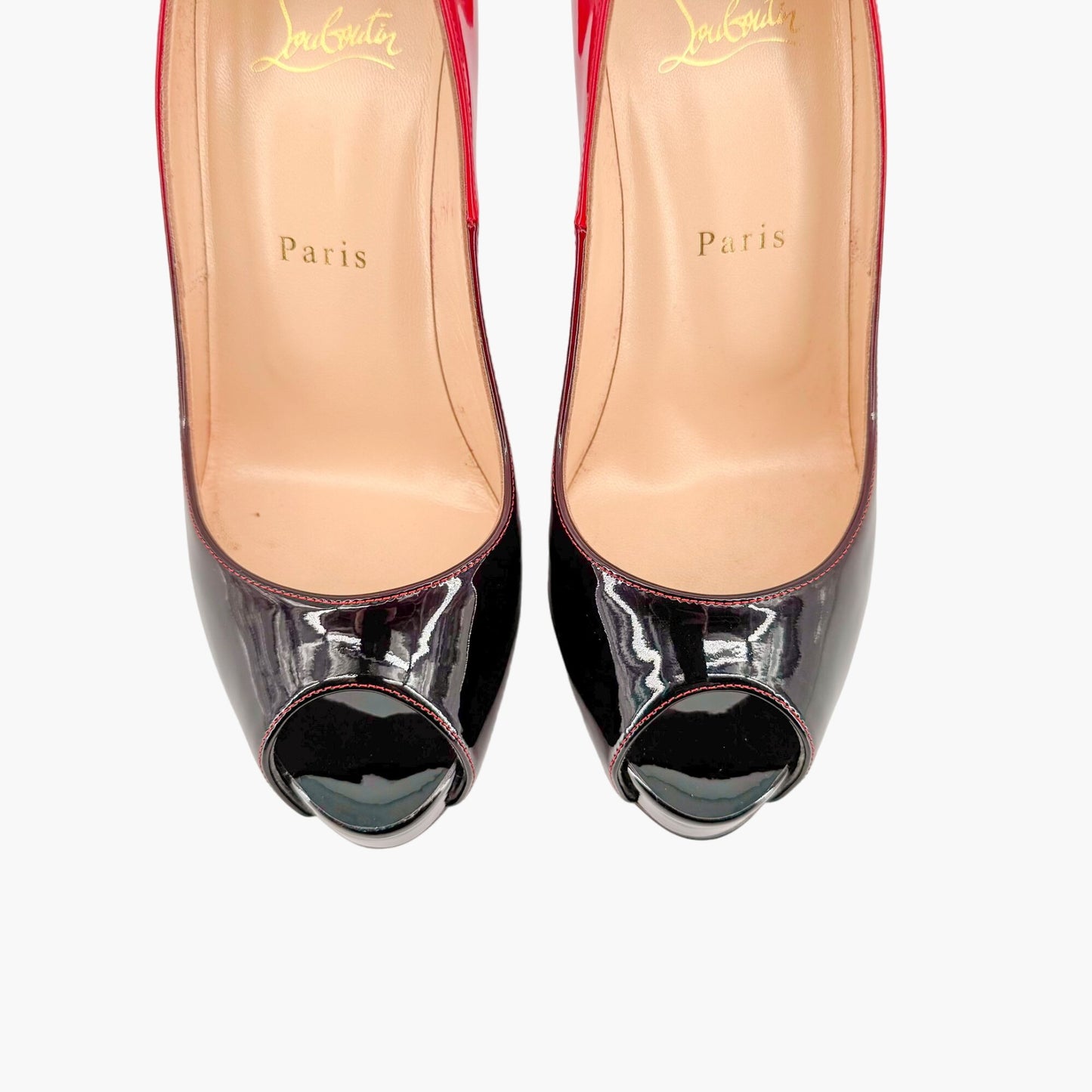 Christian Louboutin "New Very Prive 120" Pumps in Black Red Degrade Patent Leather Size 37.5