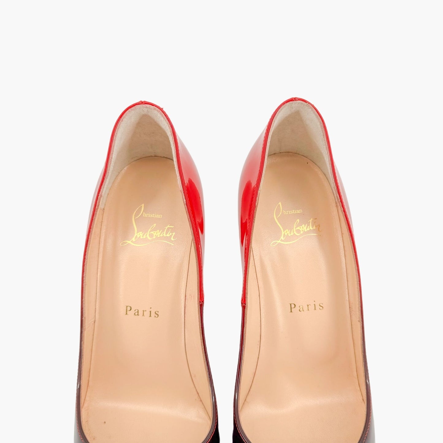 Christian Louboutin "New Very Prive 120" Pumps in Black Red Degrade Patent Leather Size 37.5