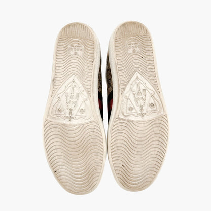 Gucci Ace Low Top Sneaker in Beige GG Monogram Bee Canvas Size 37.5