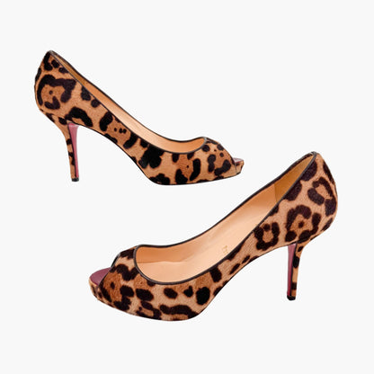 Christian Louboutin Mater Claude 85 Pumps in Leopard Pony Hair Size 38