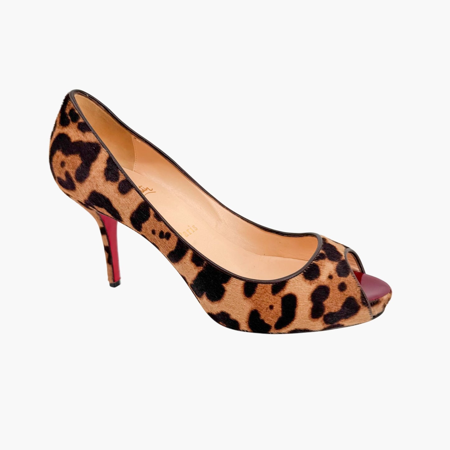 Christian Louboutin Mater Claude 85 Pumps in Leopard Pony Hair Size 38