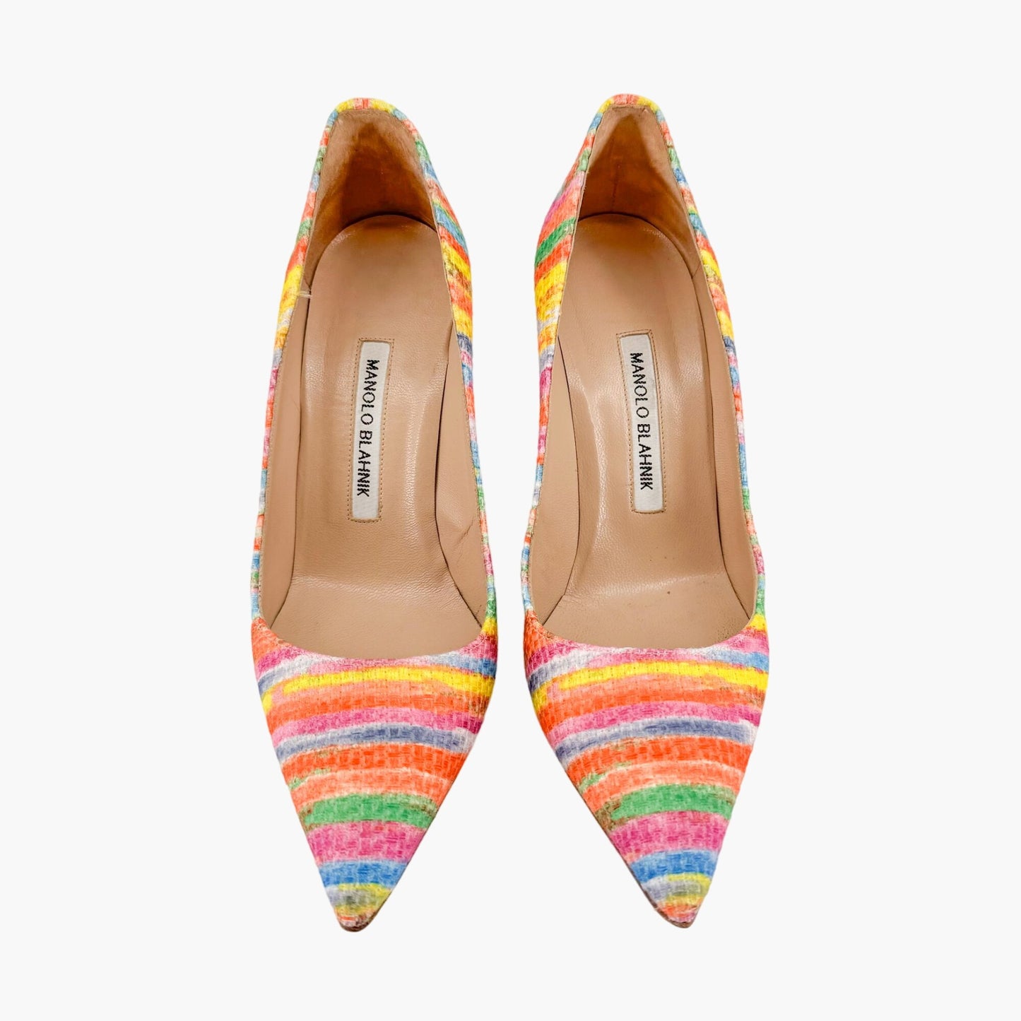 Manolo Blahnik BB 105 Pumps in Clarita Multicolor Fabric Size 37.5