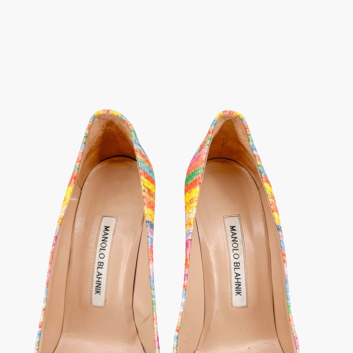 Manolo Blahnik BB 105 Pumps in Clarita Multicolor Fabric Size 37.5