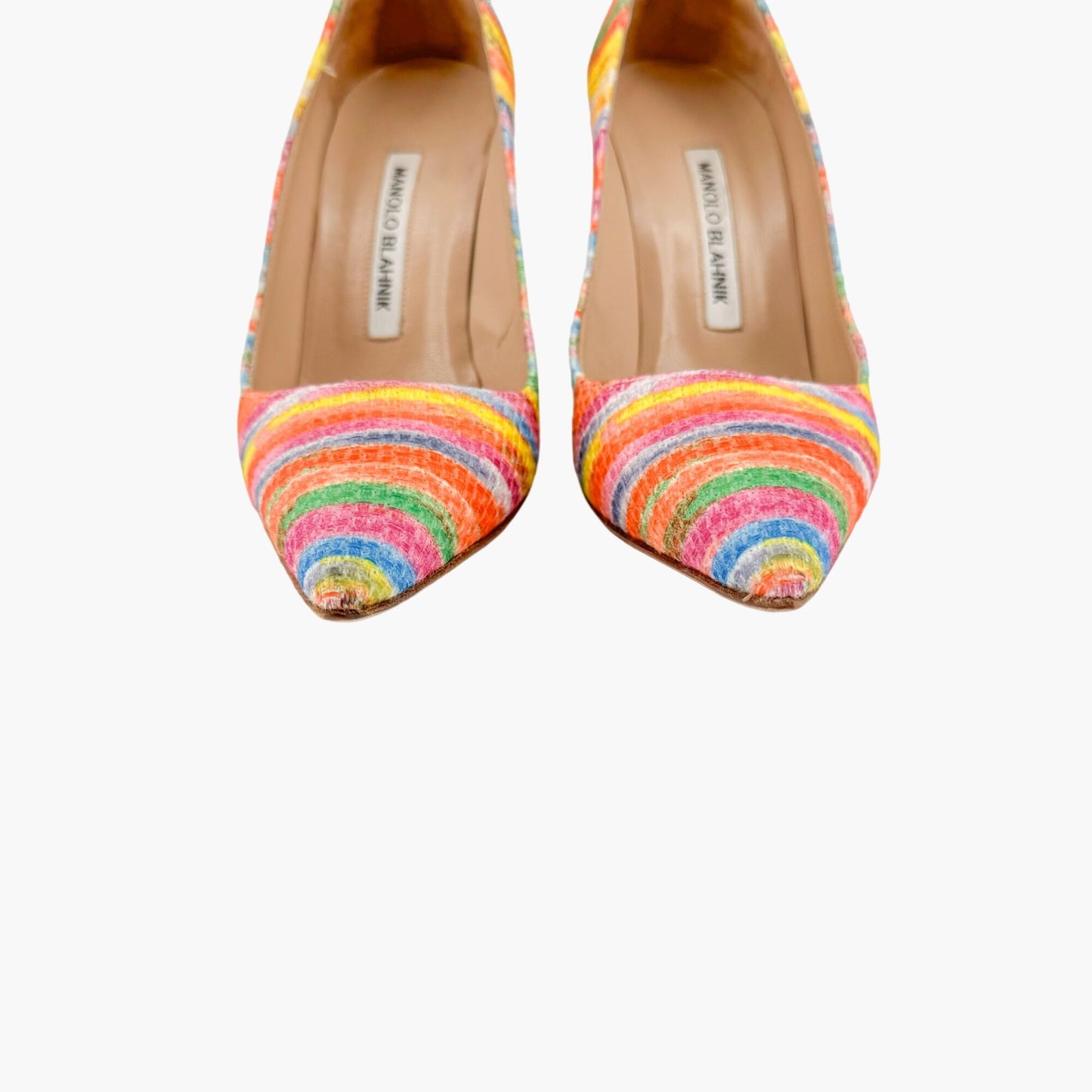 Manolo Blahnik BB 105 Pumps in Clarita Multicolor Fabric Size 37.5