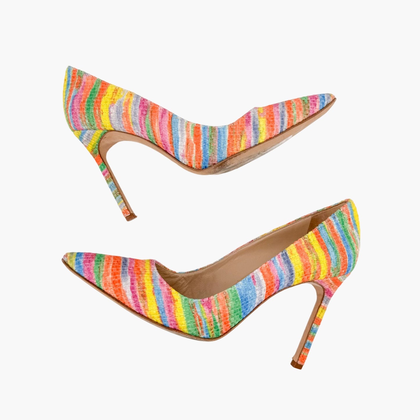 Manolo Blahnik BB 105 Pumps in Clarita Multicolor Fabric Size 37.5