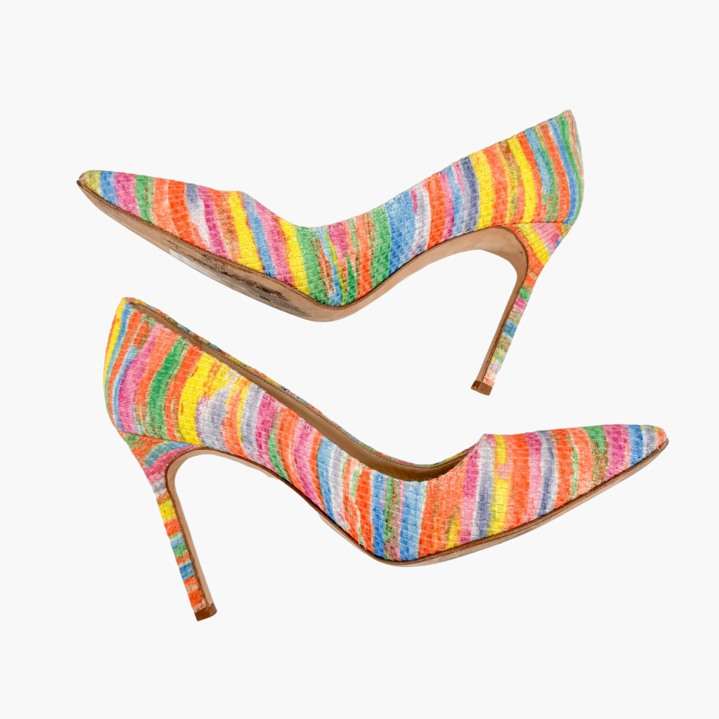 Manolo Blahnik BB 105 Pumps in Clarita Multicolor Fabric Size 37.5