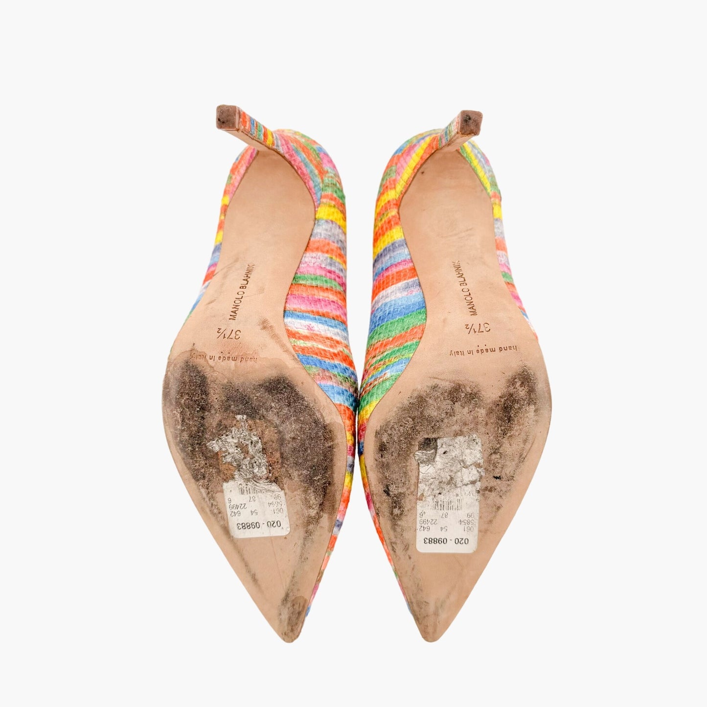 Manolo Blahnik BB 105 Pumps in Clarita Multicolor Fabric Size 37.5