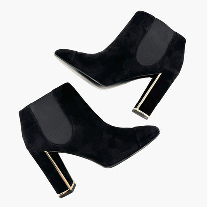 Chanel Cap Toe Ankle Booties in Black Suede Size 39