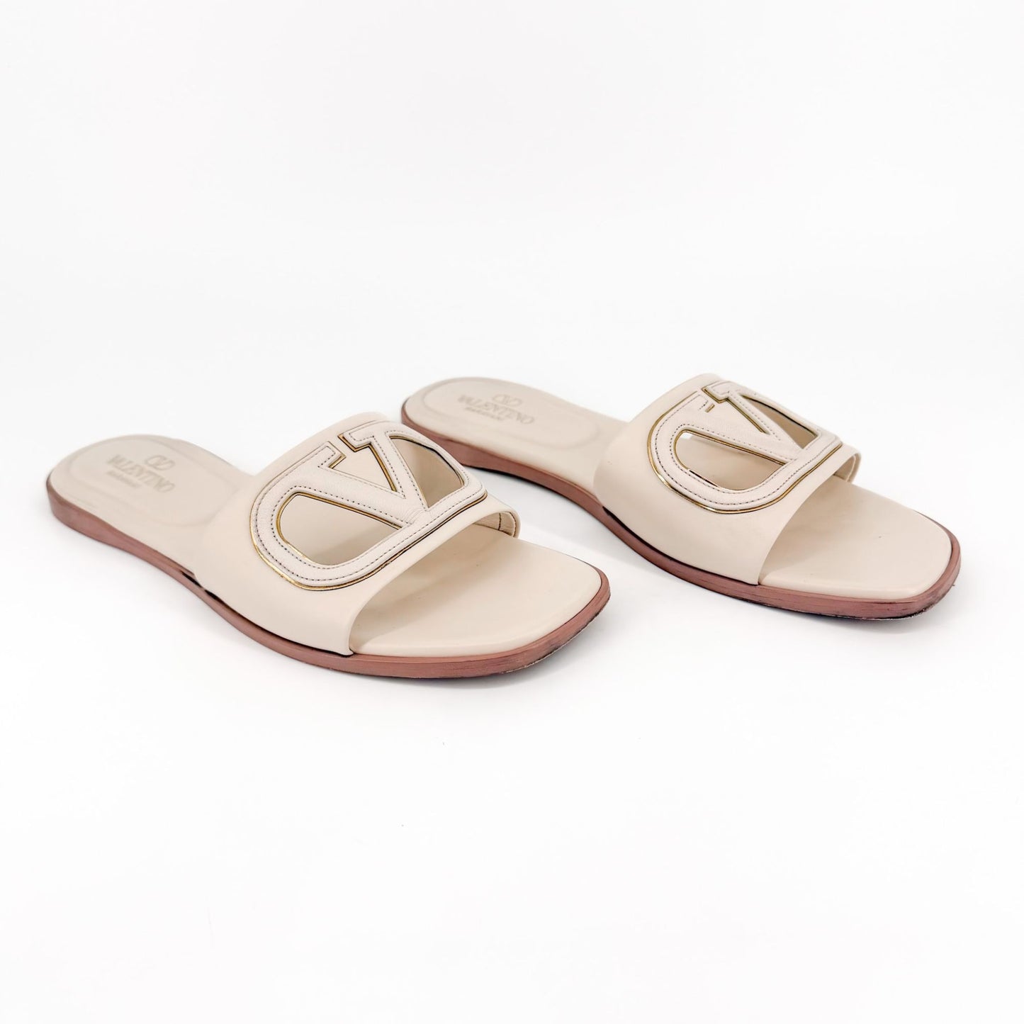 Valentino VLogo Claquette Slide Sandals White Size 39