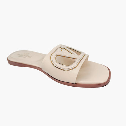 Valentino VLogo Claquette Slide Sandals White Size 39