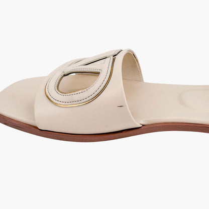 Valentino VLogo Claquette Slide Sandals White Size 39