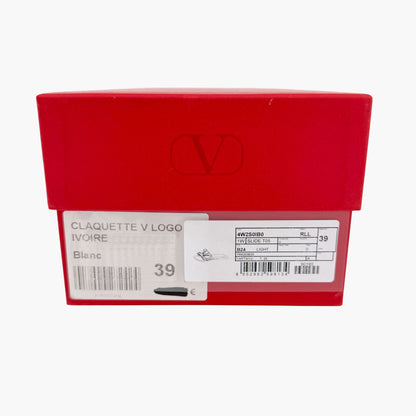 Valentino VLogo Claquette Slide Sandals White Size 39
