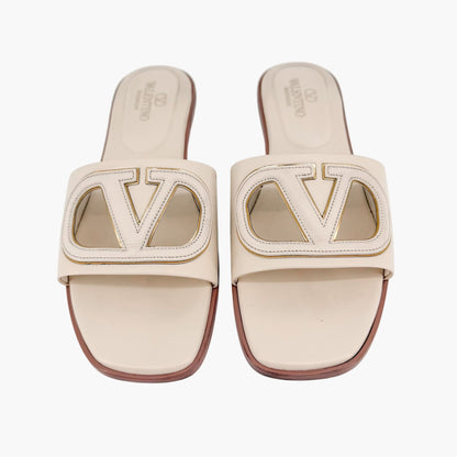 Valentino VLogo Claquette Slide Sandals White Size 39
