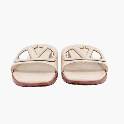 Valentino VLogo Claquette Slide Sandals White Size 39