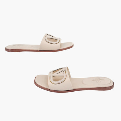 Valentino VLogo Claquette Slide Sandals White Size 39