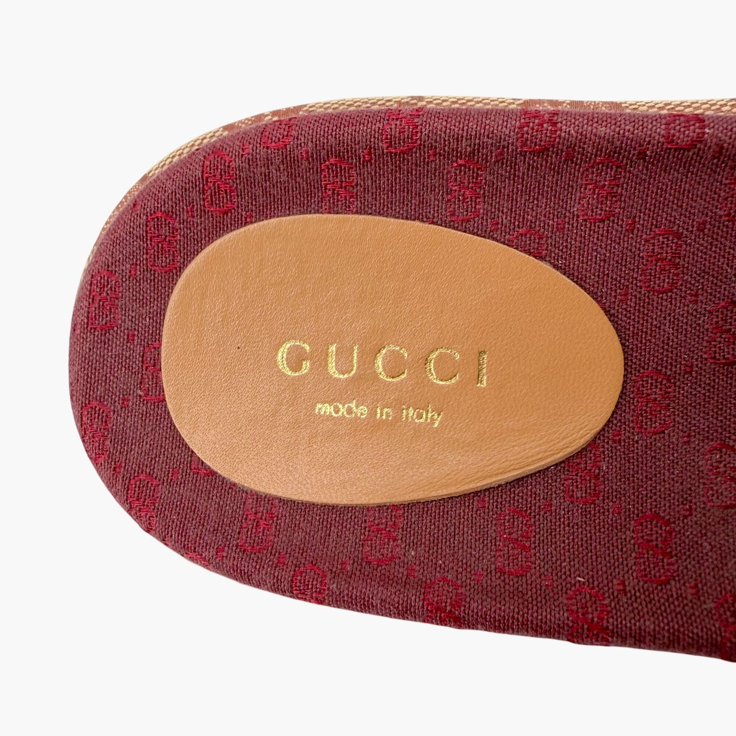 Gucci Angelina Platform Slide Sandals Beige GG Canvas Size 36.5