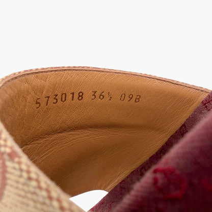 Gucci Angelina Platform Slide Sandals Beige GG Canvas Size 36.5