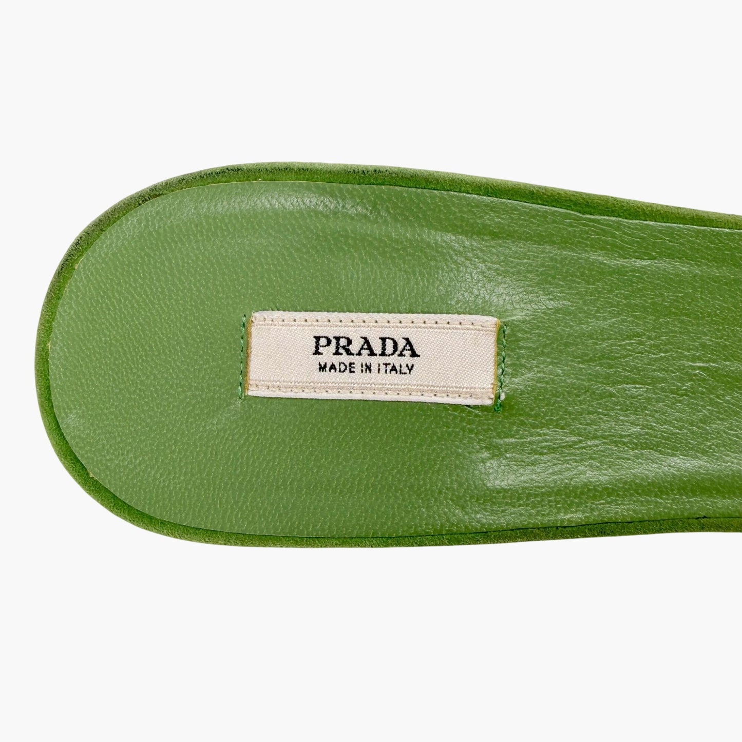 Prada Vintage Flower Kitten Mule Sandals in Green Suede Size 41