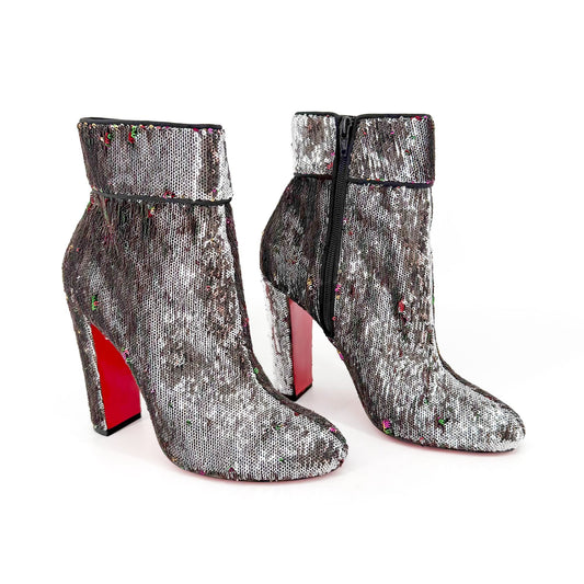 Christian Louboutin Moulamax Sequined Ankle Boots Size 41