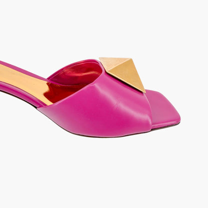 Valentino One Stud Mule Sandals Pink Leather Size 38