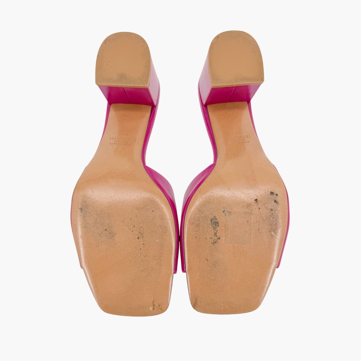 Valentino One Stud Mule Sandals Pink Leather Size 38