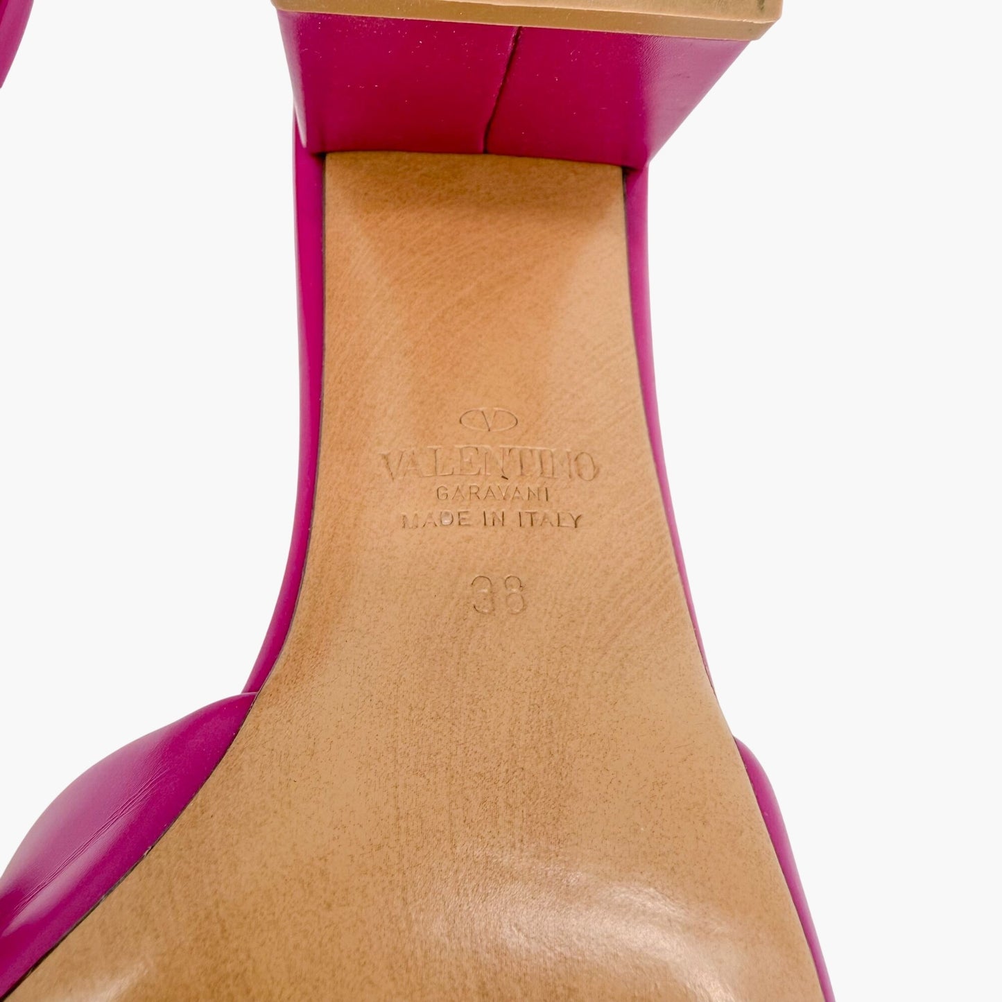 Valentino One Stud Mule Sandals Pink Leather Size 38