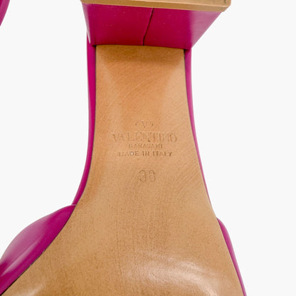 Valentino One Stud Mule Sandals Pink Leather Size 38