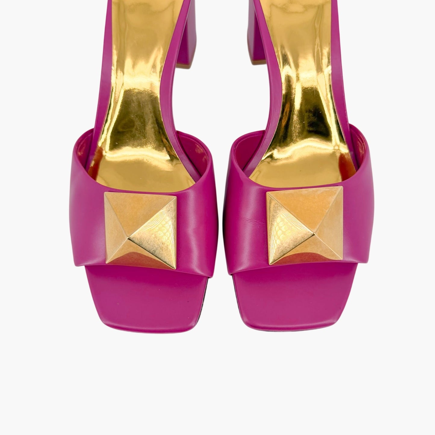 Valentino One Stud Mule Sandals Pink Leather Size 38