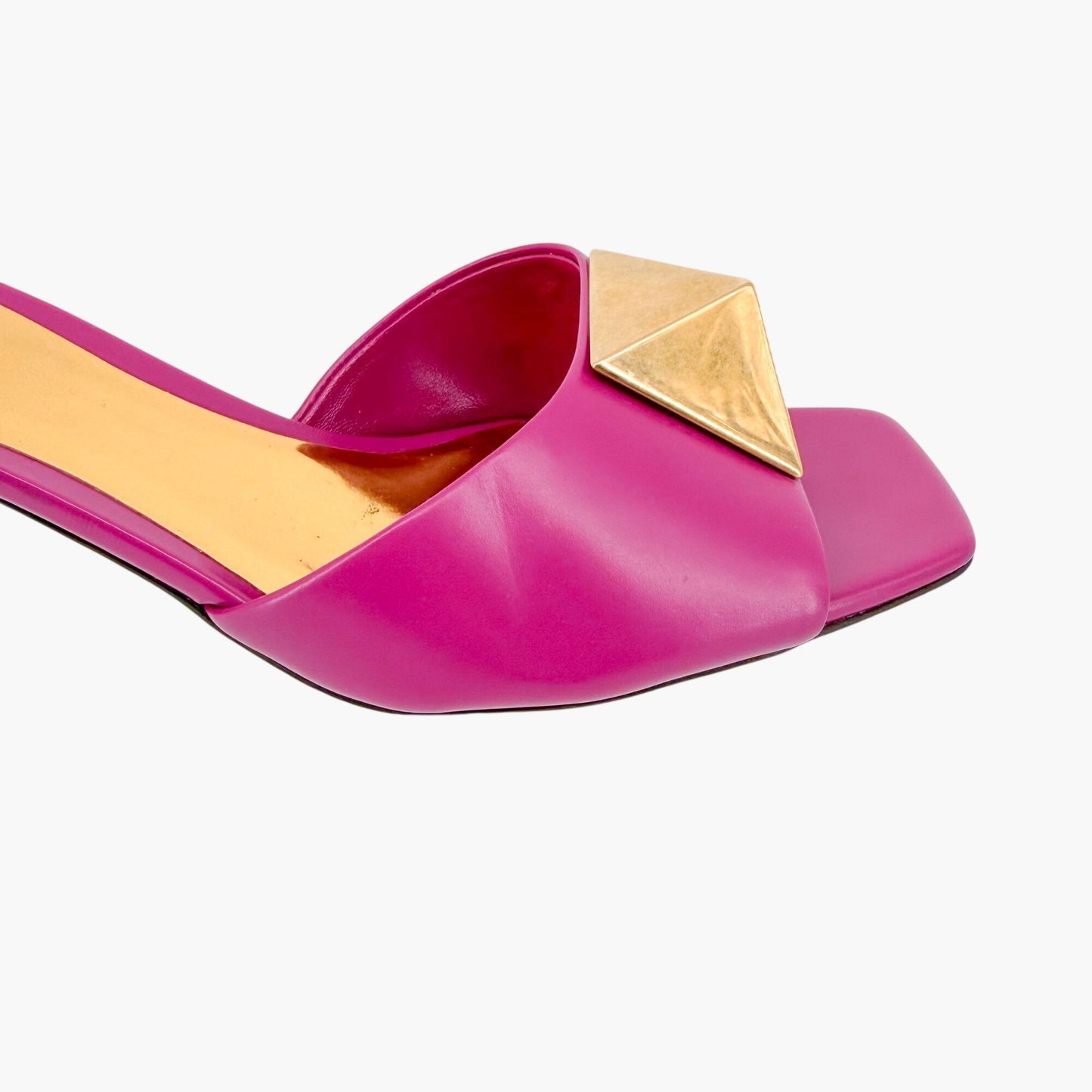 Valentino One Stud Mule Sandals Pink Leather Size 38