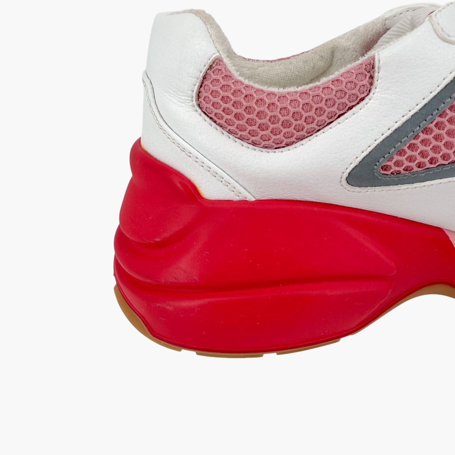 Gucci Rhyton Sneakers in Pink Mesh & White Leather Size 39