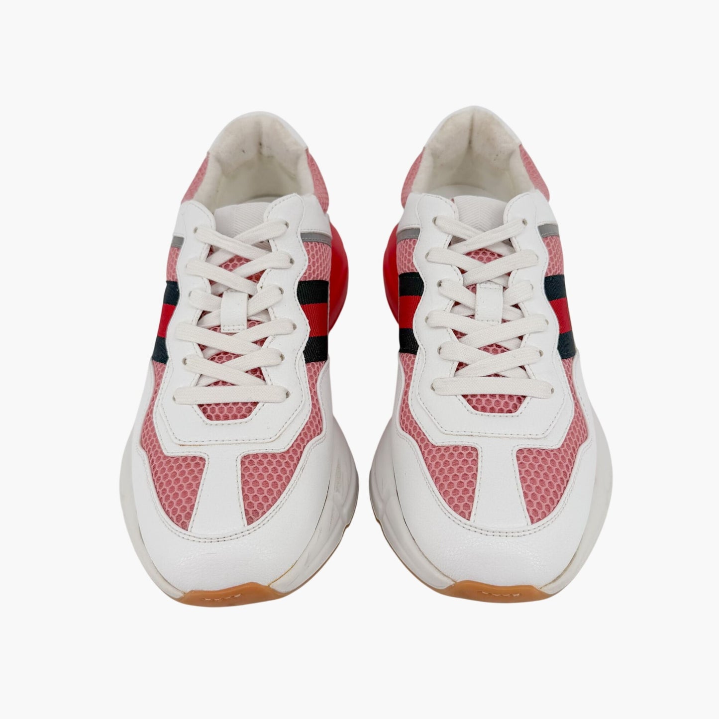 Gucci Rhyton Sneakers in Pink Mesh & White Leather Size 39