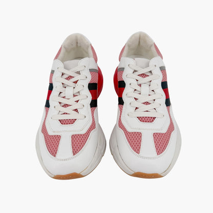 Gucci Rhyton Sneakers in Pink Mesh & White Leather Size 39