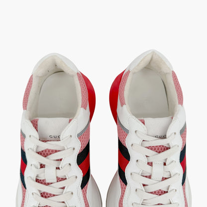 Gucci Rhyton Sneakers in Pink Mesh & White Leather Size 39