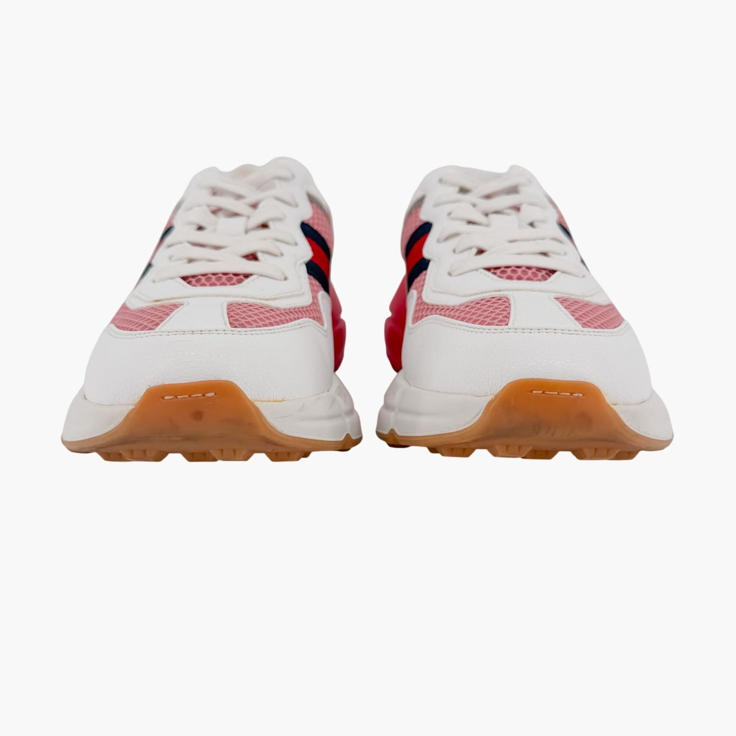 Gucci Rhyton Sneakers in Pink Mesh & White Leather Size 39