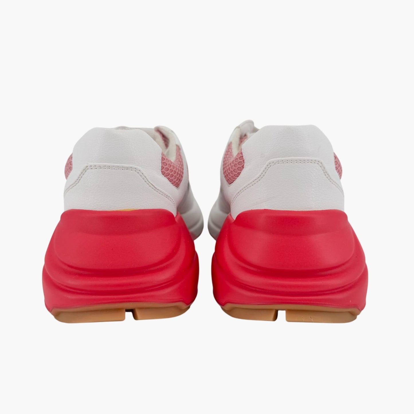 Gucci Rhyton Sneakers in Pink Mesh & White Leather Size 39