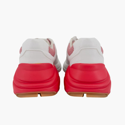 Gucci Rhyton Sneakers in Pink Mesh & White Leather Size 39