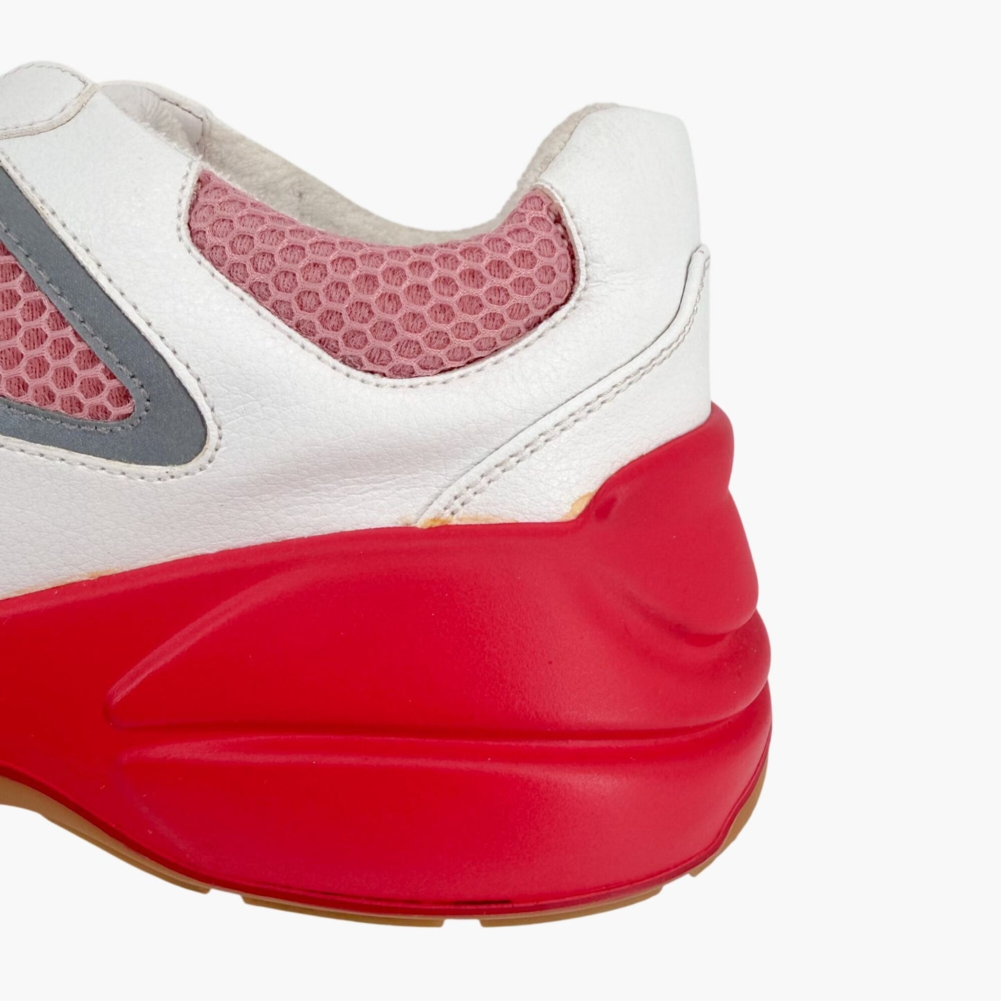Gucci Rhyton Sneakers in Pink Mesh & White Leather Size 39
