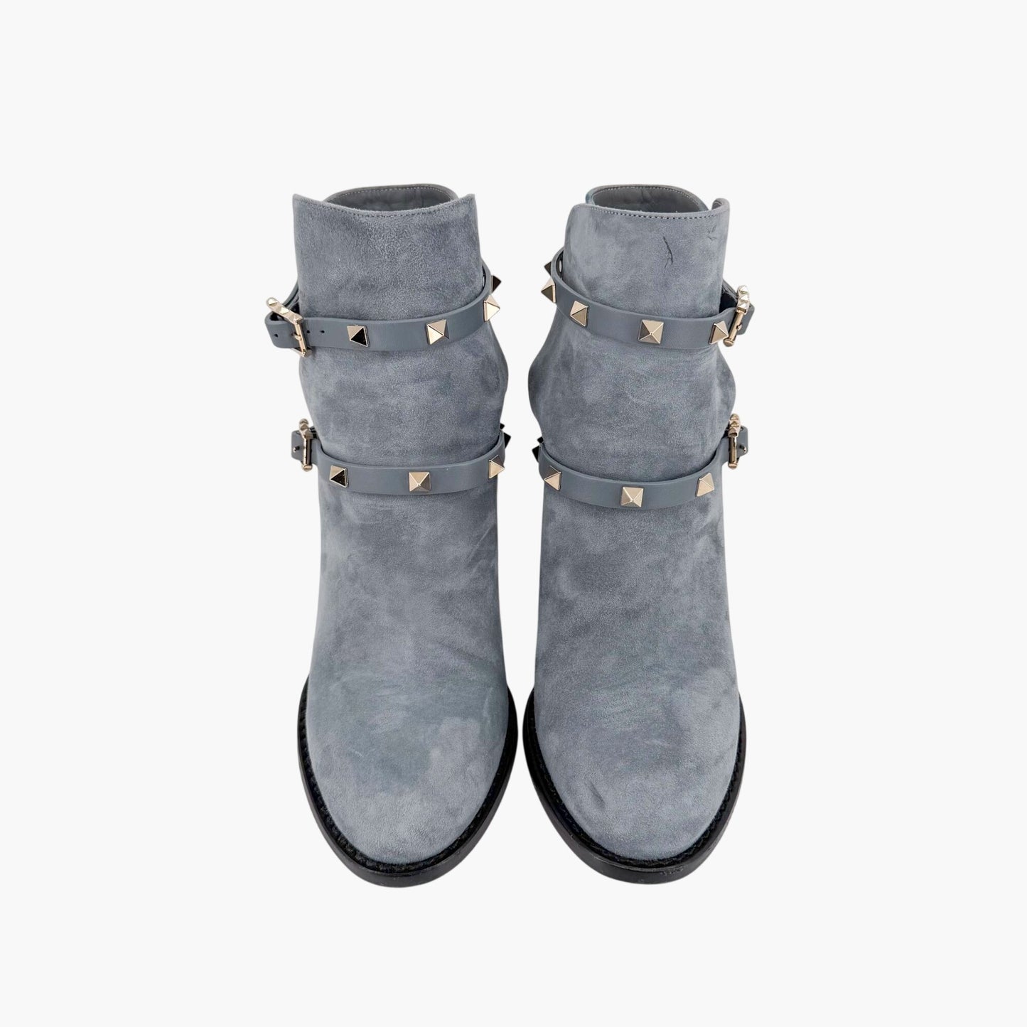 Valentino Garavani Rockstud Ankle Boots Blue Suede Size 39